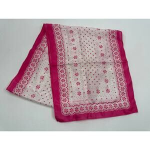 Vintage Isaac Mizrahi Hot Pink & White Silk Floral Scarf | Y2K | 58” x 12”